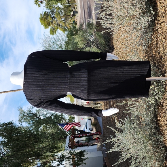 SPIRIT OF GRACE NORDSTROM Black Cut Out Wrap Dress L M Bodycon Criss Cross Front - Picture 6 of 15